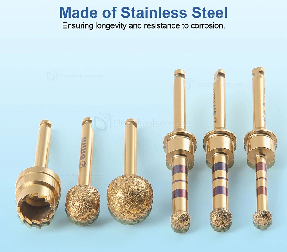 Set de 6 Piezas Kit de Fresas con Recubrimiento de Diamante para Elevaci&oacute;n Sinusal Externa